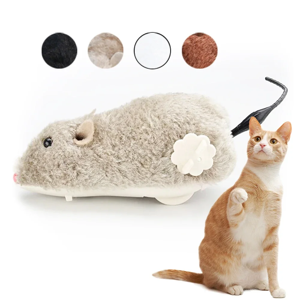 Clockwork Spring Power Plush Mouse Cat Toy Dog Playing Toy Mechanical Creative Funny Motion Rat Pet Accessories