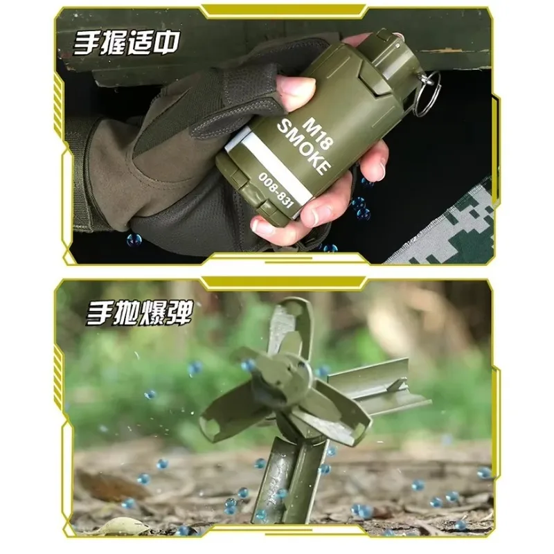 กลางแจ้งสนุกของเล่นเด็กของขวัญตลก M18 มือระเบิดมือปั๊มโยนพลาสติกระเบิดปั๊มสําหรับ 6 มม.-8 มม.เจลน้ํา ball airsoft 6 มม.BB