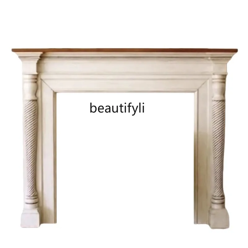 French retro solid wood mantel custom old heater living room independent electronic simulation fire