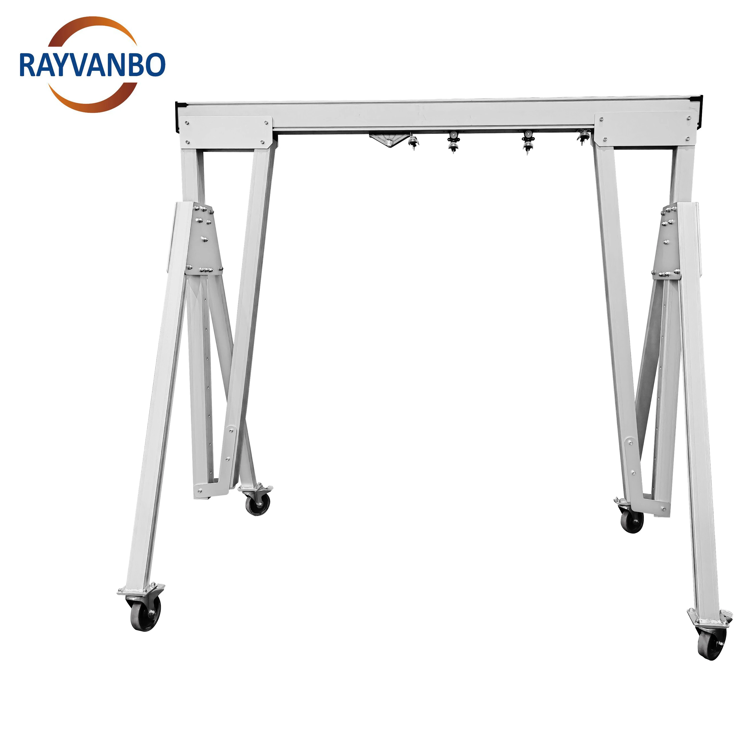 

Rayvanbo Mini Aluminum Mobile Gantry Crane 1t-5t Foldable Portable Adjustable Height Motor Core Components 5 Ton Rated Loading