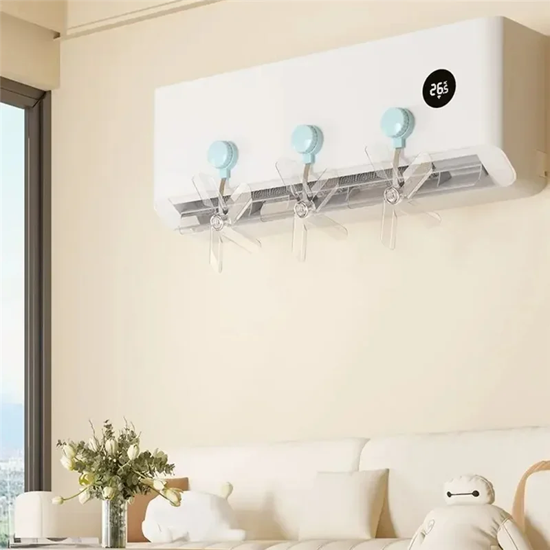 A74E-Klimaanlage Wind Einstellbarer Winkel Abluftventilator Anti-Direktes Blasen Saugnapf Entlüftungsabweiser Blau
