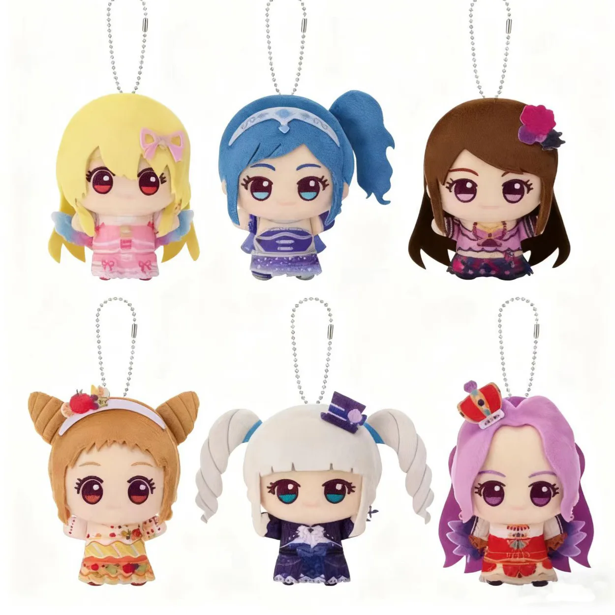 10cm Aikatsu! Plush Doll Keychain - Ichigo Hoshimiya, Ran Shibuki & Yurika Todo - Cute Anime Cotton Doll Charm Pendant