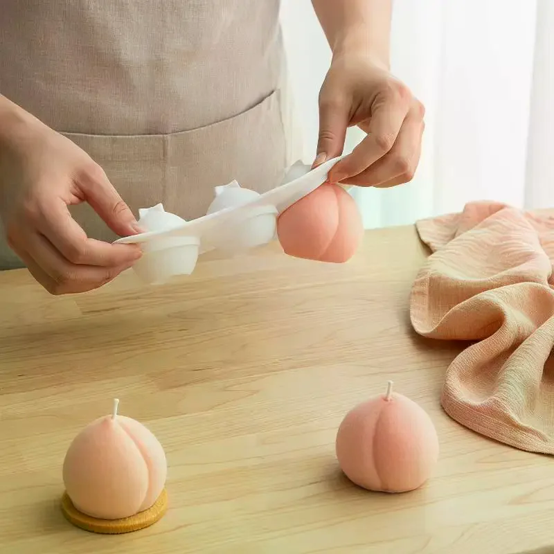 Peach Shaped Silicone Baking Mold 6 Cavity Non-Stick Food Grade for DIY Candy Chocolate Cake Topper Fondant Baking Accessories