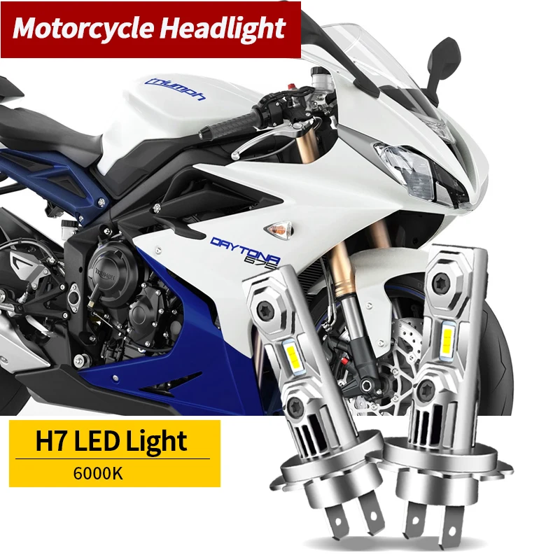 H7 6000K White Motorcycle 30W LED Headlights Fit For Triumph Daytona 675 2006 -2008 2009 2010 2011 2012 2013 2014 2015 2016 2017