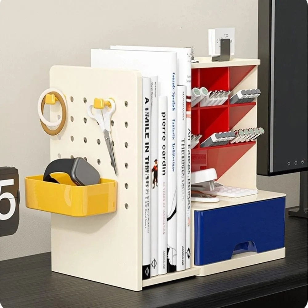 

Настольный держатель для ручек с косым дизайном, выдвижная подставка для книг большой емкости с ящиками, многофункциональный, компактный
