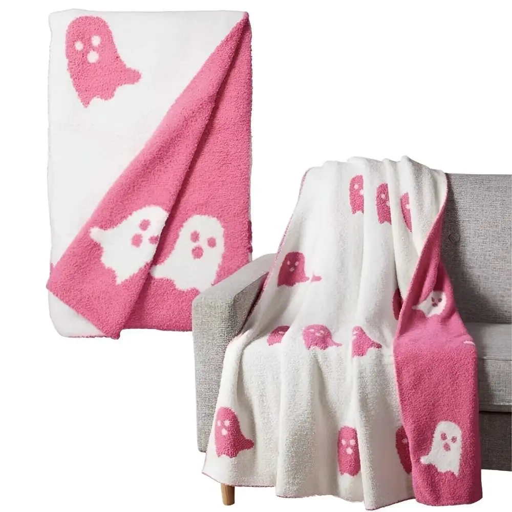 

Viral Flannel Blanket Halloween Kawaii Cute Four-Season Blanket Pink Ghost Throw Blanket Bedroom Bed Living Room Sofa Couch