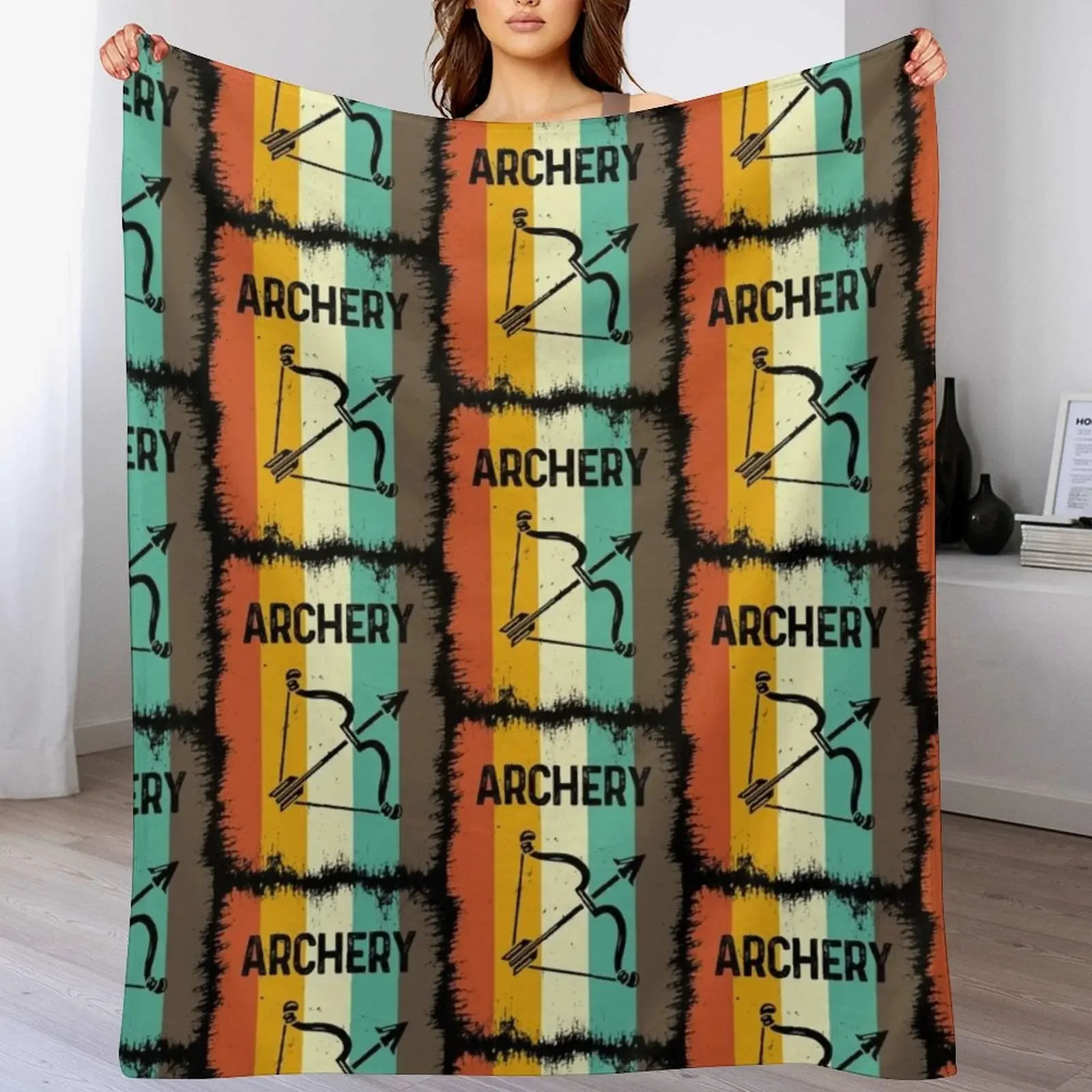 Vintage Retro Archery Throw Blanket Cozy Warm Blanket for Bed Room Decor