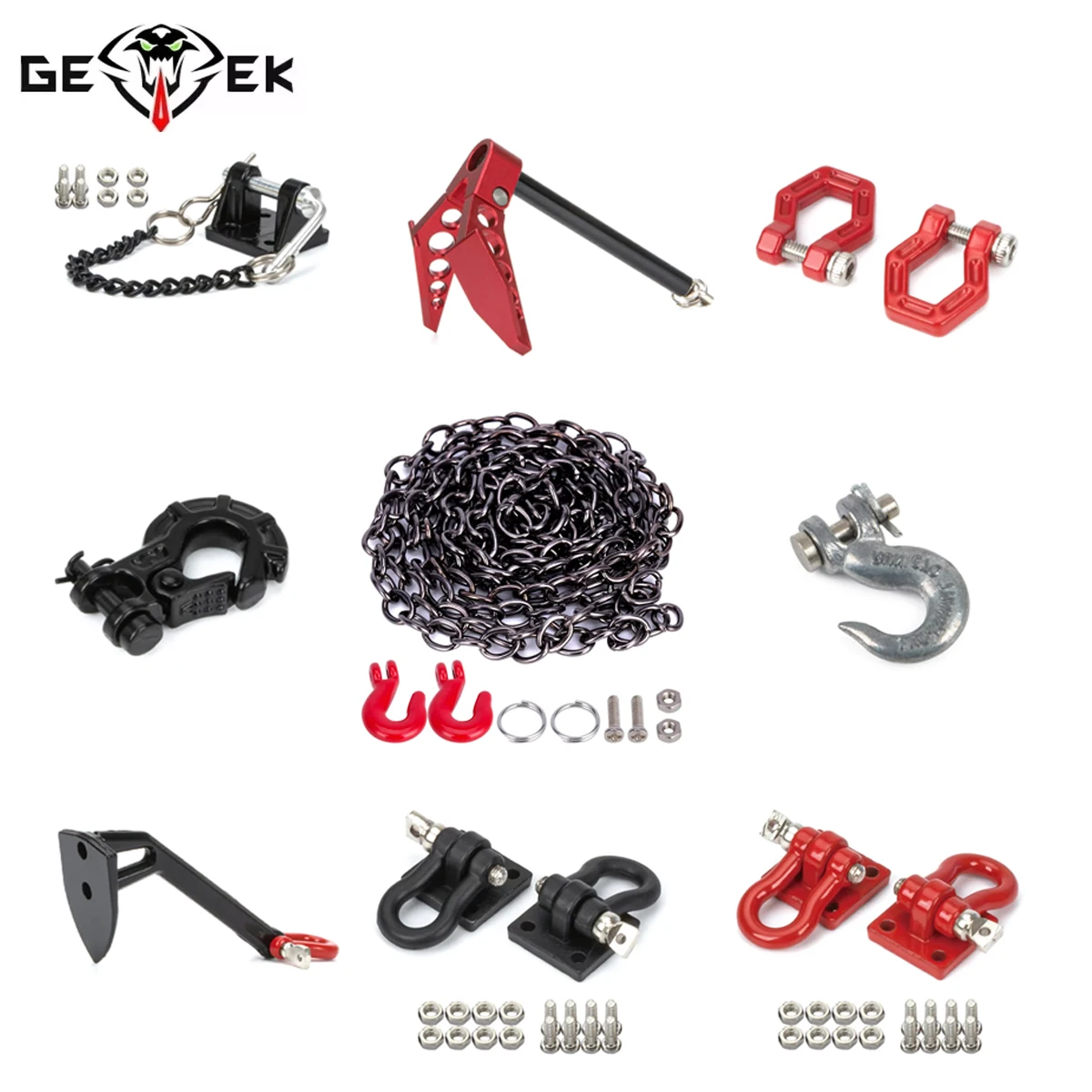 Zubehör im Maßstab 1:10, Metall-Recovery-Abschleppschäkel, Windenhaken, Bogenschäkel, Schnappblöcke, Kettenanker für RC Crawler SCX10 TRX4