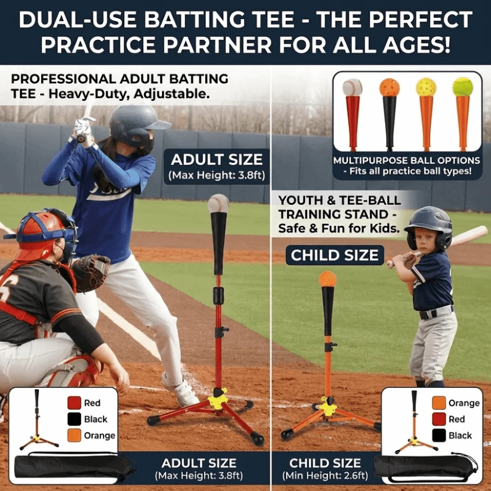 adjustable-baseball-batting-tee-height-23-to-39-inches-multi-sport-pickleball-training-stand-portable-hitting-training-tee