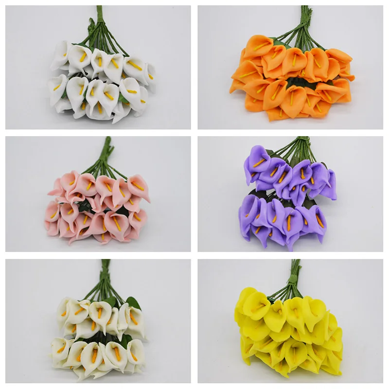 

144pcs/Lot Delicate Mini Calla Lily Artificial Foam Flowers For Wedding Home Decoration DIY Scrapbooking Gift Box Fake Flower