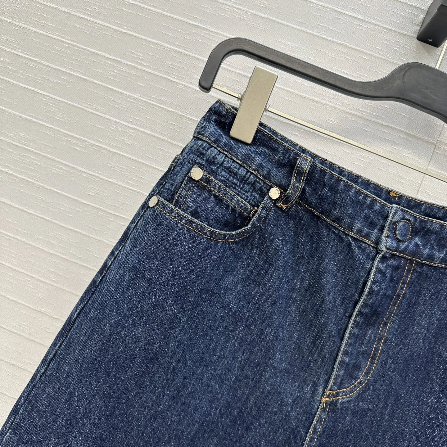 Denim jeans met hoge taille en rechte pijpen Casual getailleerde blauwe afslankende lange broek Dames katoenen stretchrits Pure kleur Herfst