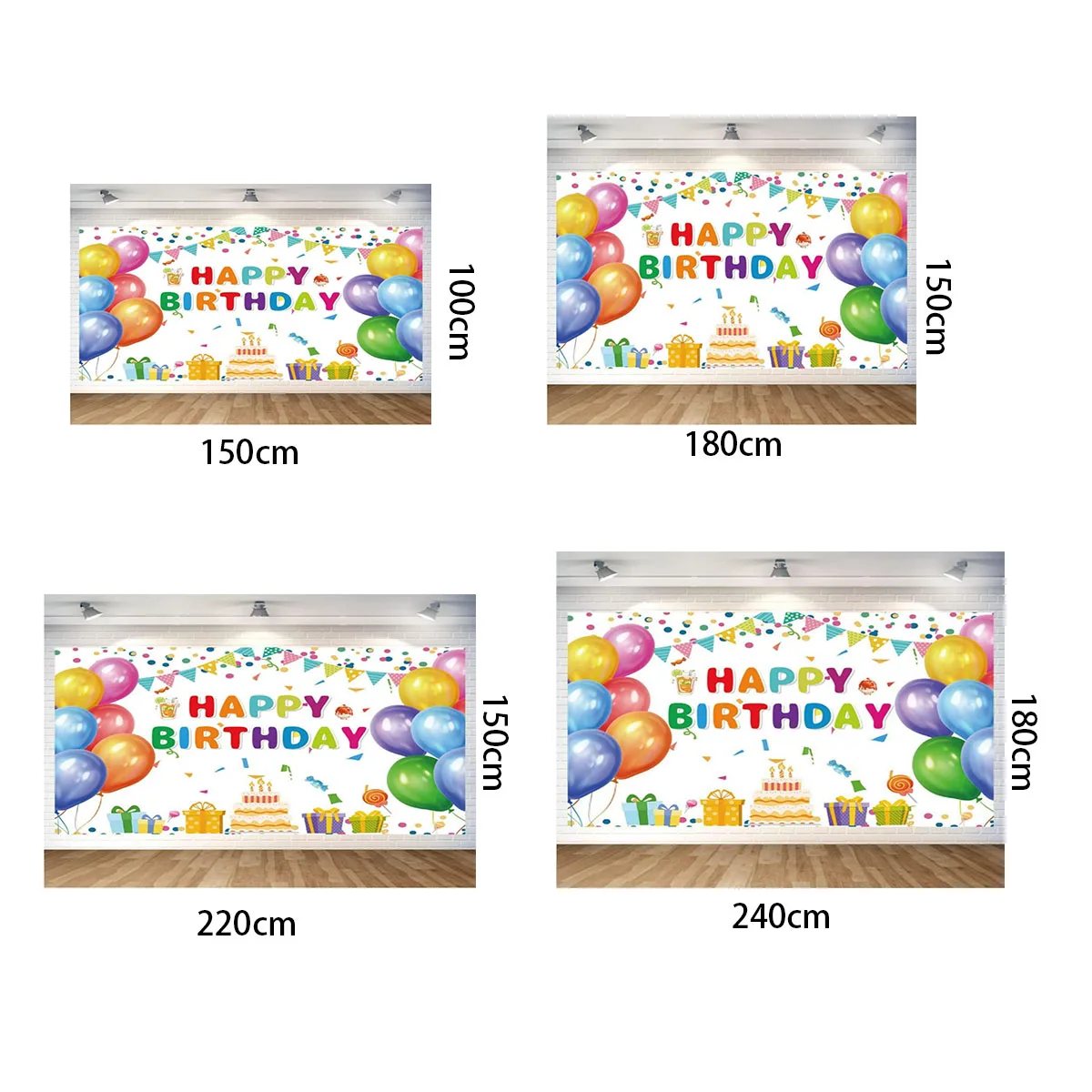 Colorful Balloons Happy Birthday Background Cloth Door Curtain 1st Birthday Party Decoration Kids Child One cake Photo Backdrop