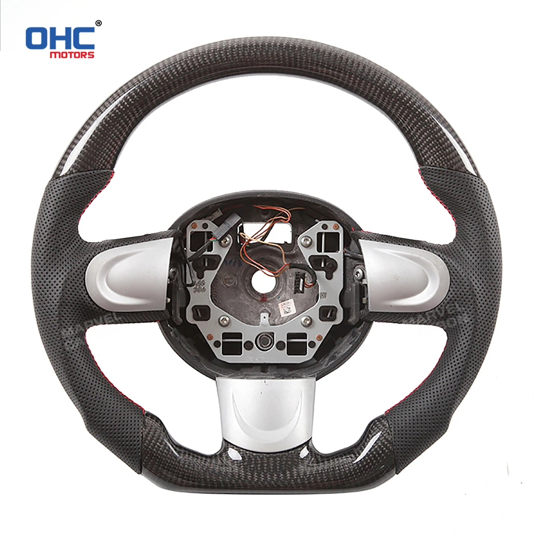 

OHC Motors Customized 100% Real Carbon Fiber Race Steering Wheel Compatible for 02-06 Mini Cooper R50 R52 R53