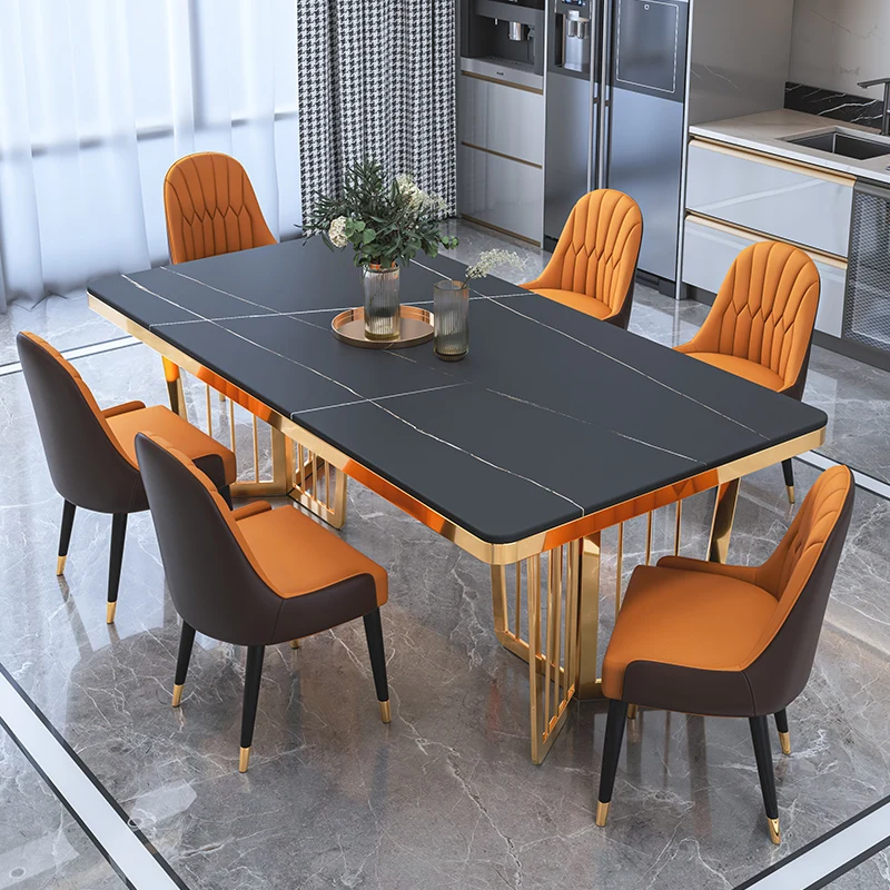 

Italian Marble Square Dining Tables Design Modern Gold Black Kitchen Dining Tables Space Saving Tavoli Da Pranzo Furniture Home