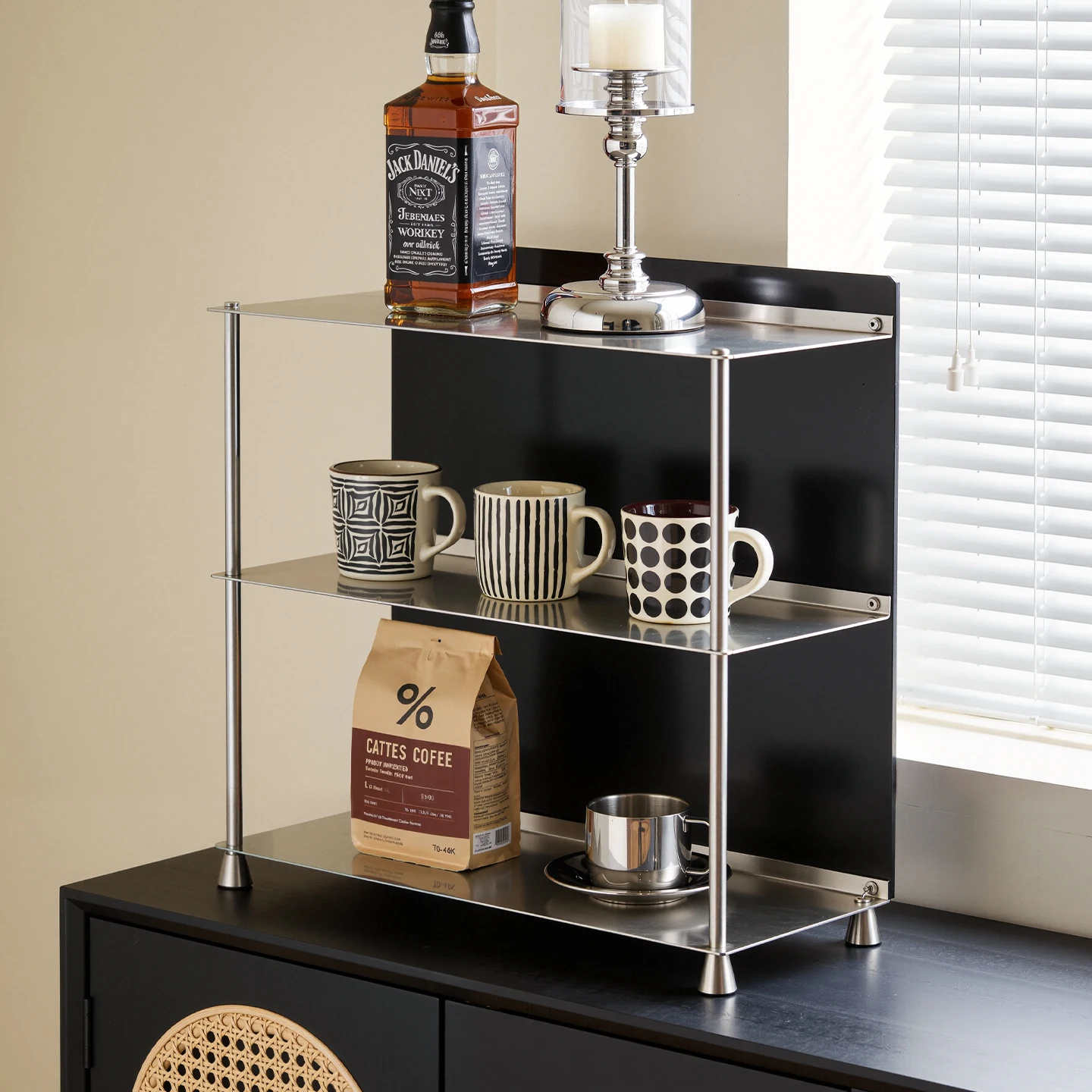 Stainless Steel Storage Rack, Cosmetics Organizer, Kitchen Corner Shelf, Large Capacity Design, Can Hold Cups, High Aesthetic Value, Light Luxury Style, Suitable for Living Room Coffee Table