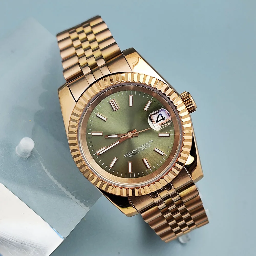 New NH35 Watch Men's Watch Automatic Mechanical Watch Stainless Steel Watch Rose Gold Watch Sapphire Glass NH35 Movement Watch