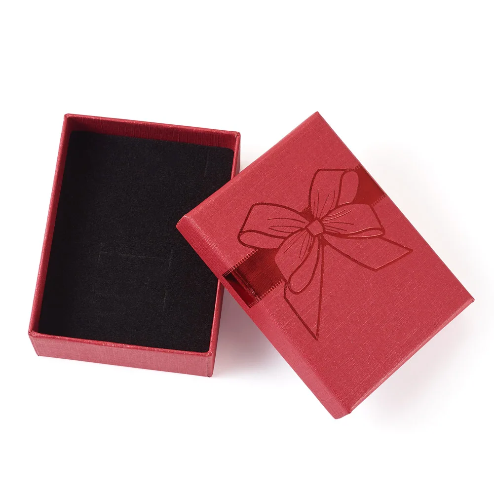 12Pcs Bowknot Printed Paper Jewelry Set Storage Gift Boxes Rectangle Cardboard Box Carton Packaging Box