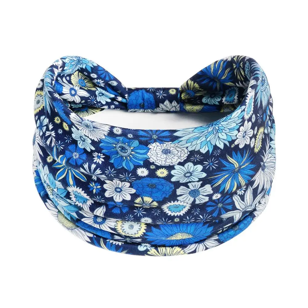 

Завязанные широкие повязки на голову с цветочным принтом, бандана, эластичные повязки для волос с цветочным принтом, спортивные повязки для йоги, повязка на голову, уличные аксессуары для волос
