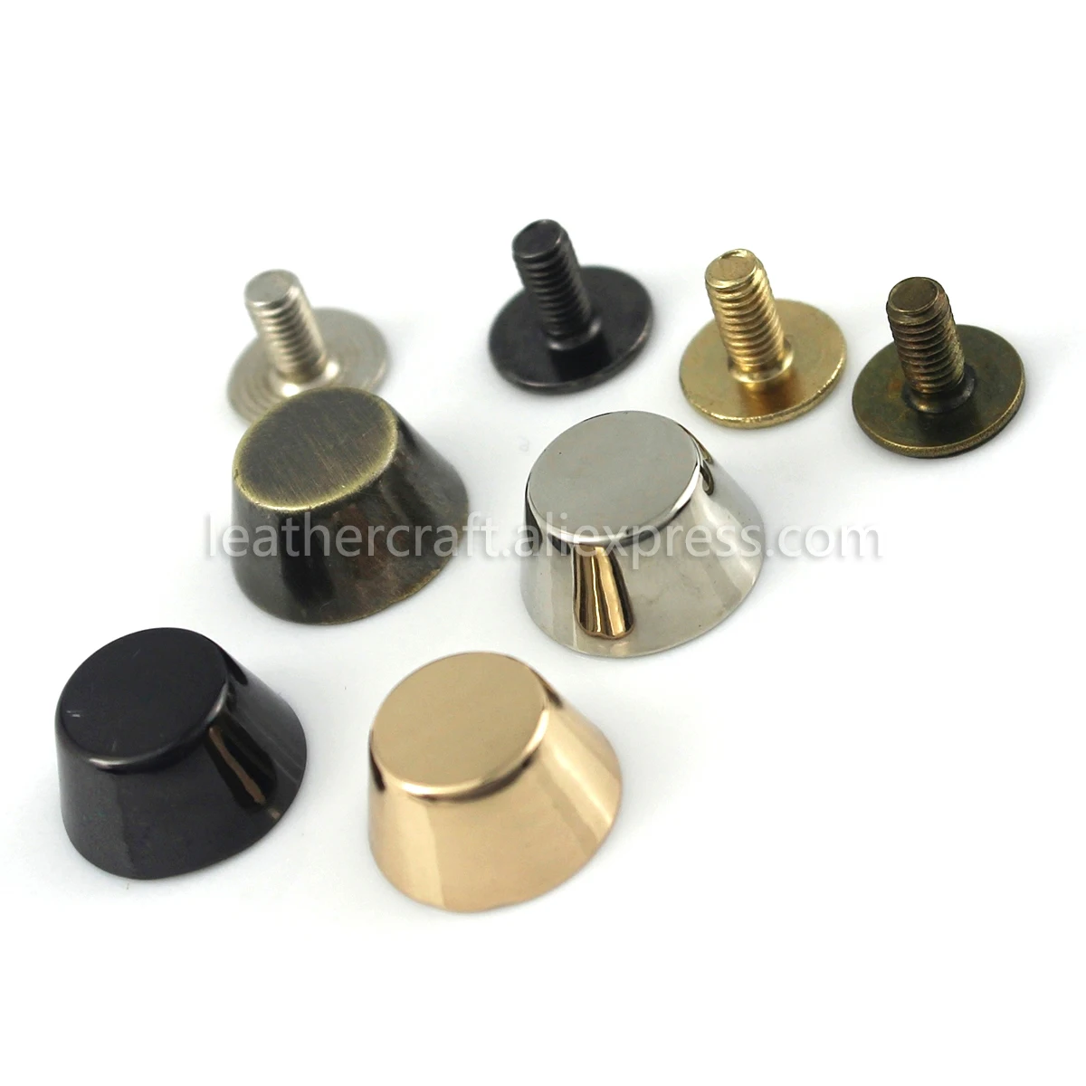 4 pezzi a forma di secchio in metallo vite rivetti posteriori borchie chiodo per indumento in pelle artigianale cintura portafoglio decorazione