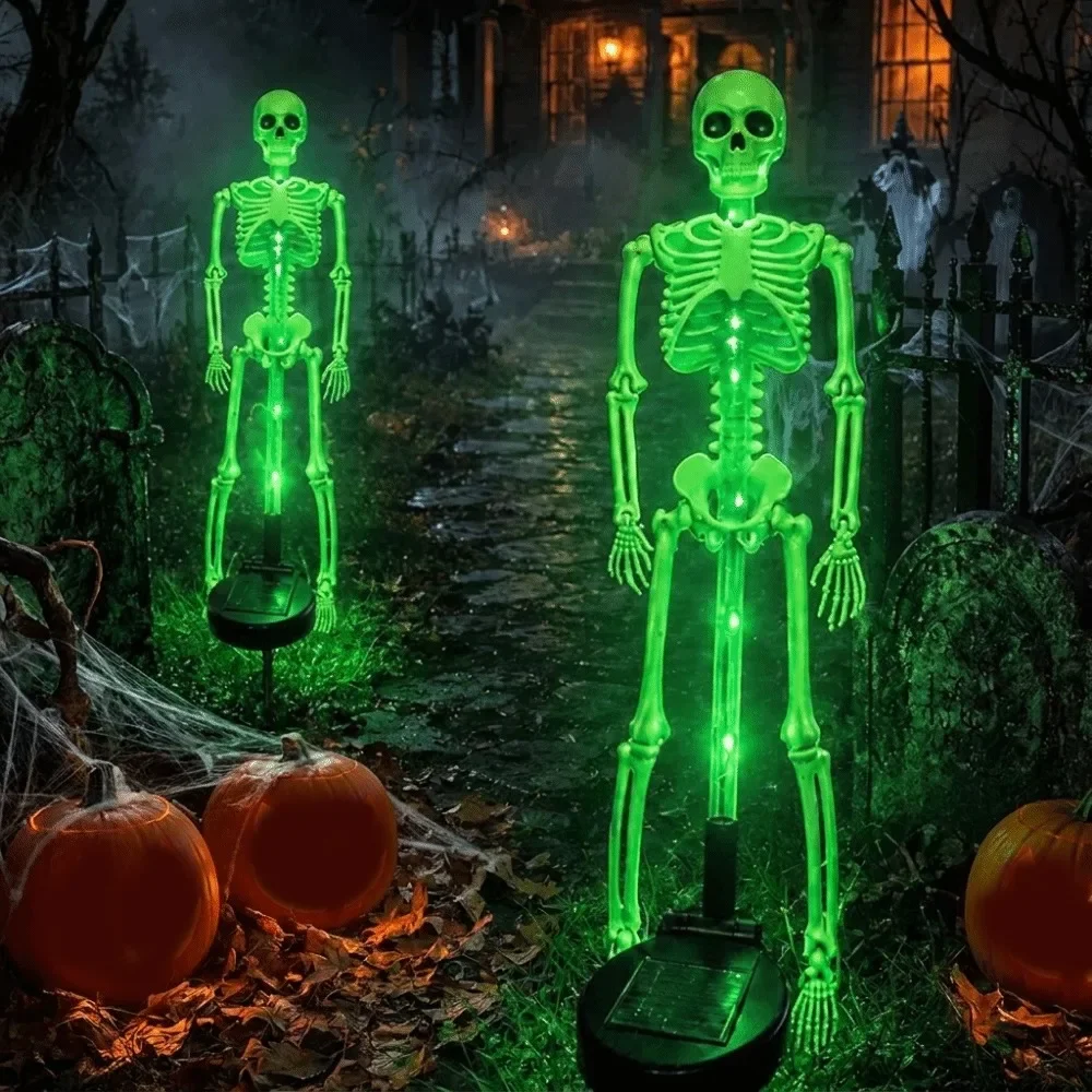 Halloween Skeleton Stake Light Solar Powered Spooky Glowing Decoration for Yard Garden Lawn Pathway Haunted House Party