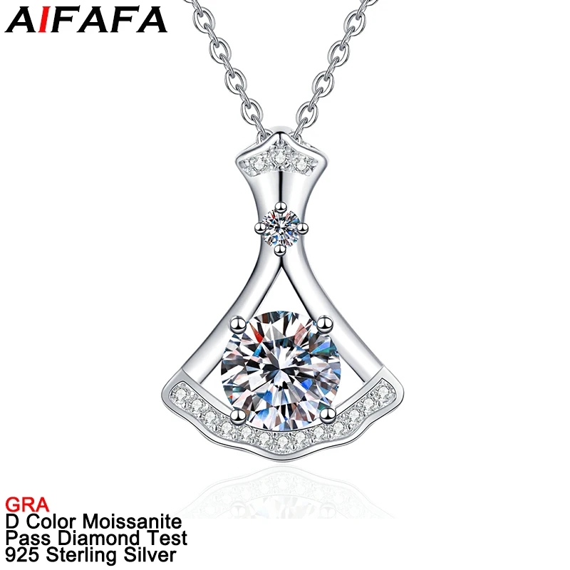 

1 Carat Real D Color Moissanite Diamond Pendant Necklace for Women 100% s925 Sterling Silver Wedding Neck Chain Fine Jewelry
