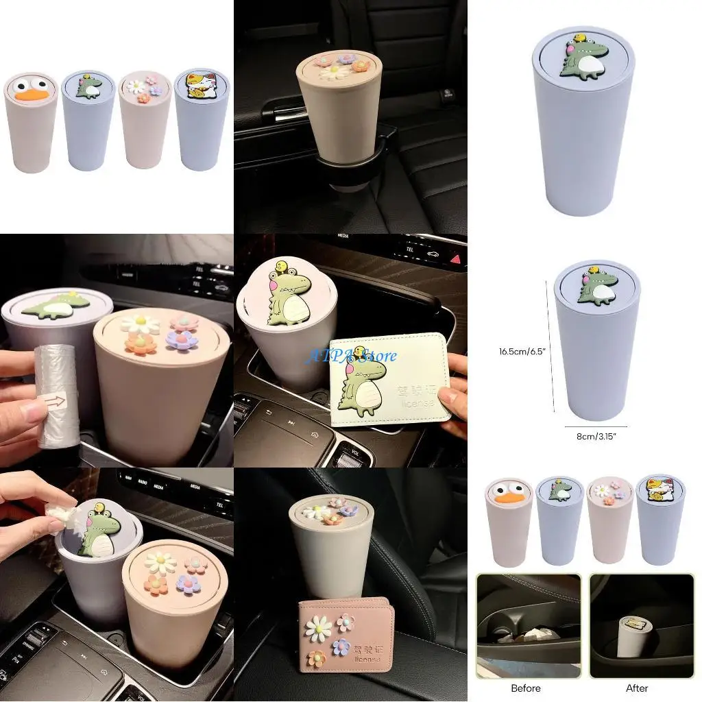 

U13C Car Trash Can Bin with Lid, Universal Vehicle Mini Leakproof Garbage Can Bin Organizers Storage for Home Office
