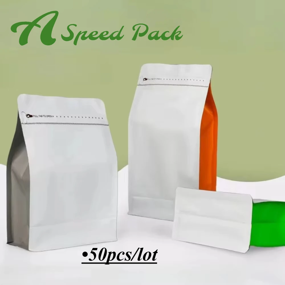 

50pcs 8Oz Coffee Bags 250g Coffee Beans Ziplock Bag with One Way Valve for Pet Food Nuts Powder Packaging Storage Bags