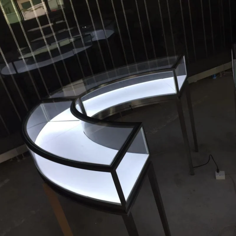 Custom Luxury Glass Jewelry Watch Display Cabinet, Shop Display, showcase com luz LED