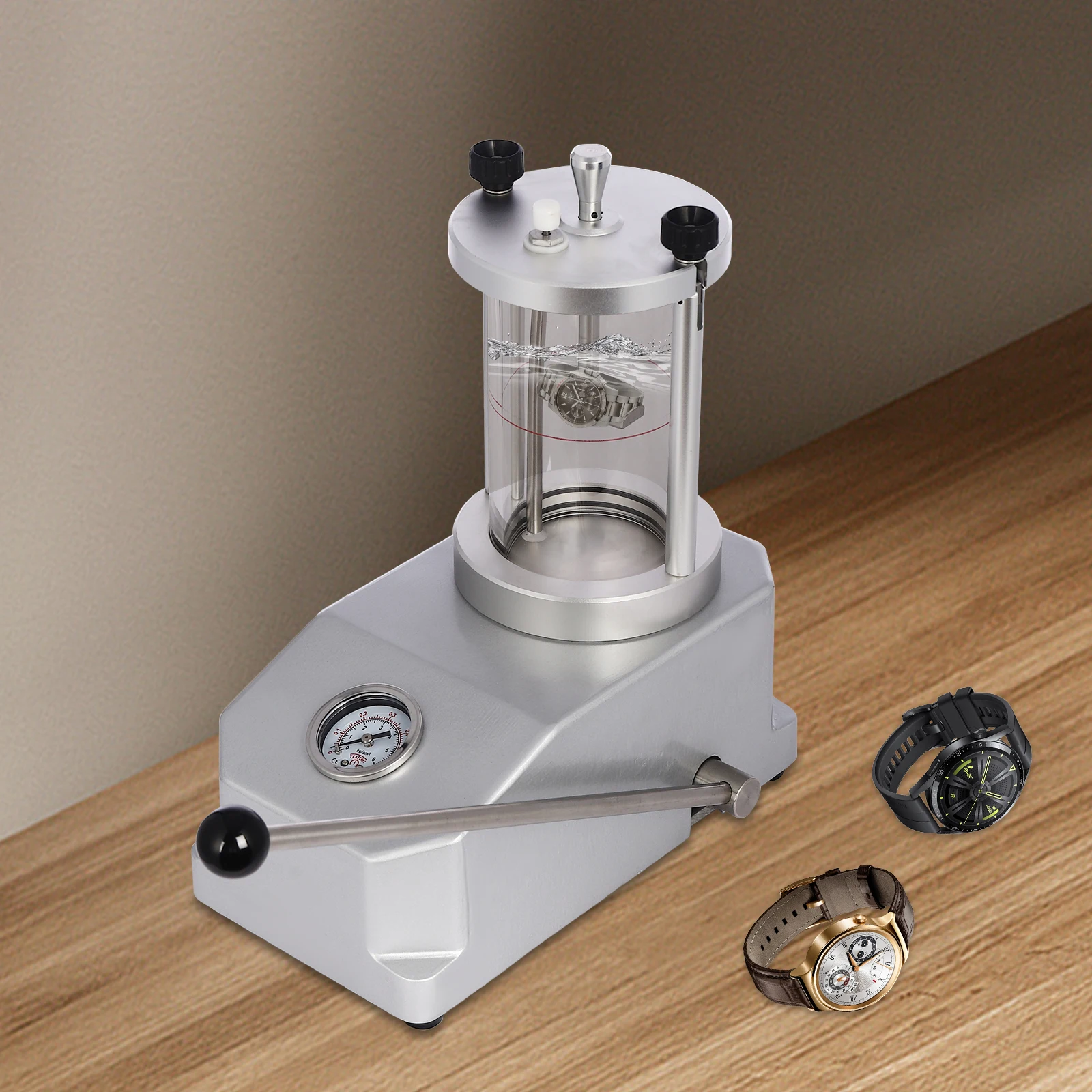 Watch Case Waterproof Pressure Glass Tester,Silver Manual Watch Waterproof Test Tool for Home,Watch Shops