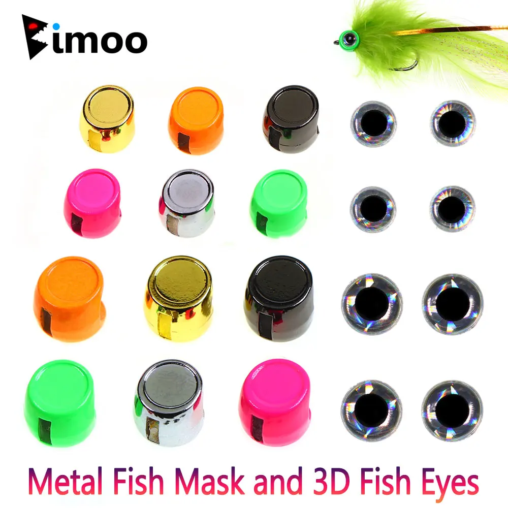 

Bimoo 10/12PCS Fly Tying Metal Fish Mask Head With 3D Fish Eyes For Zonker Streamer Baitfish Musike Bass Trout Sea Fishing Lures
