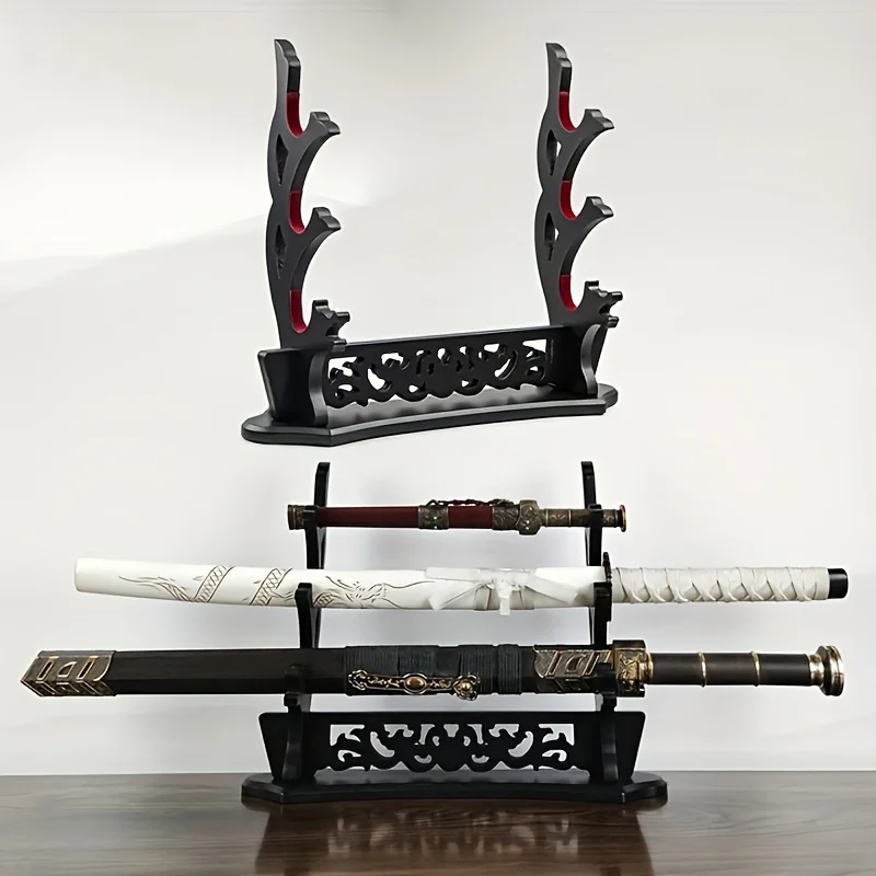 Wooden Katana Stand Holder Dragon Sword Storage Shelf Rack Support Display Japanese Katana Sabre Cradle Decoration Organizer