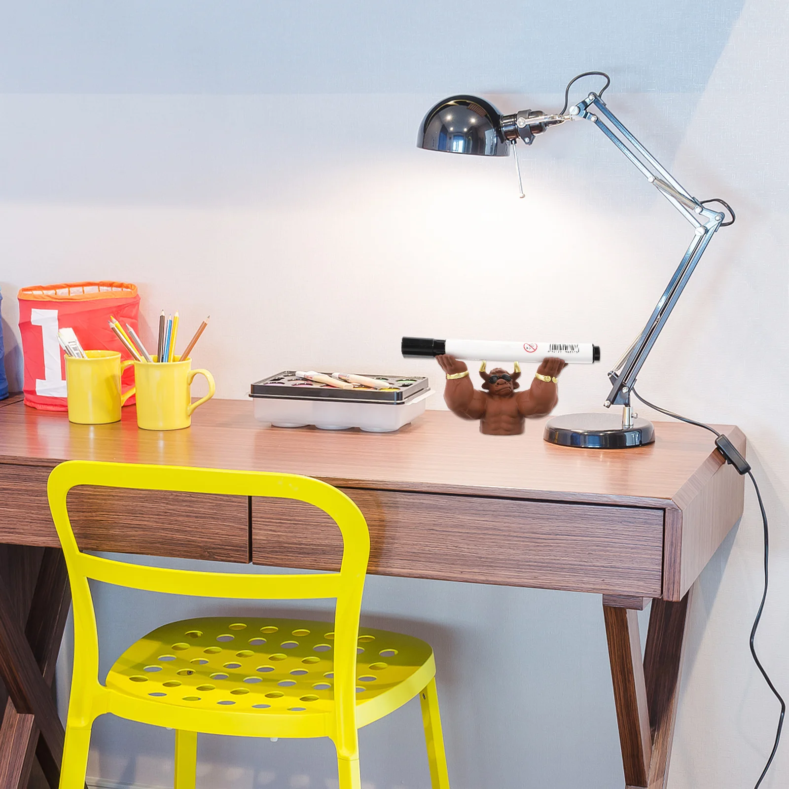 

Ceramic Pen Holder with Ox Design Calligraphy Brush Rest for Painting Writing Desk Organizer Accessory Rack Stand