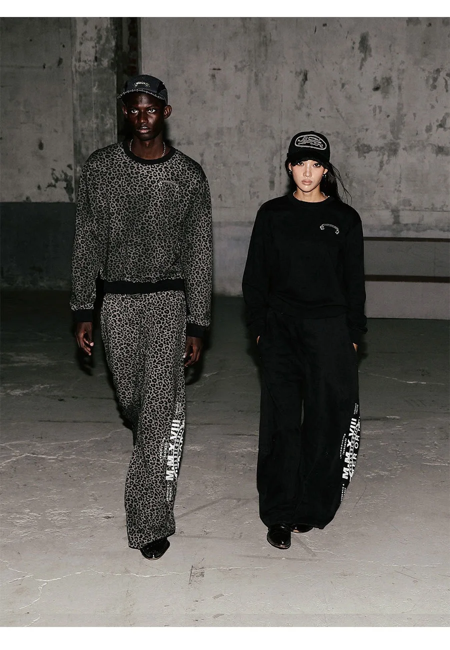 

Retro Leopard Print Hoodie Sweatirt Loose Casual Set for Men And Women Street Sle Autumn Winter Faion Trendy Brand