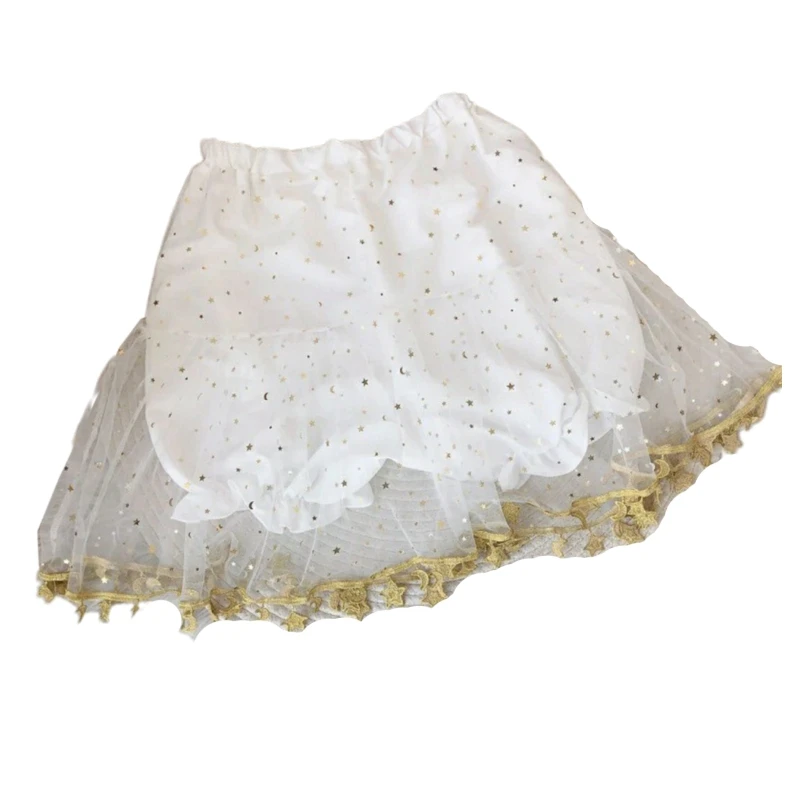 Petticoat with Bloomers Inside A-line Short Half Slips with Star Tassel Trim