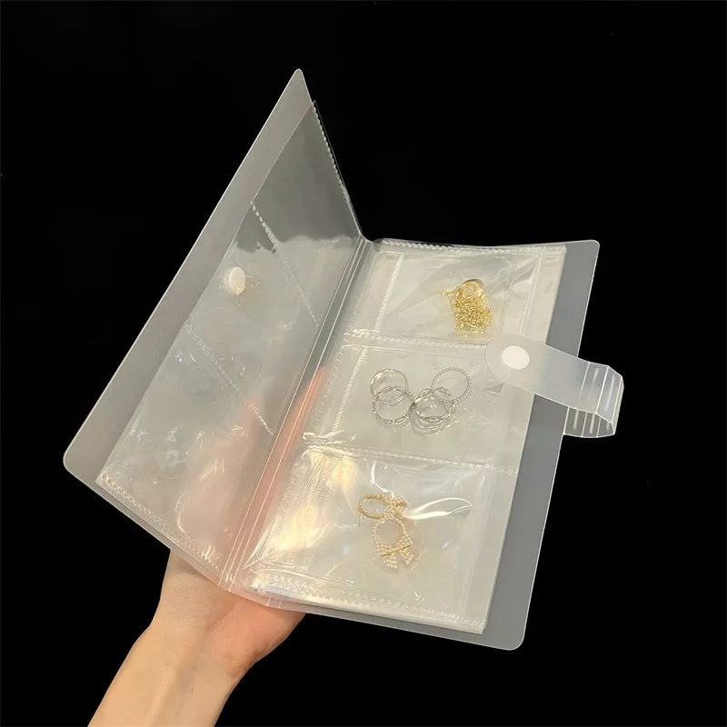 Jewelry Storage Album with Transparent Anti-oxidation Bags for Earrings Necklace Rings Portable Organizer Box Display Holder