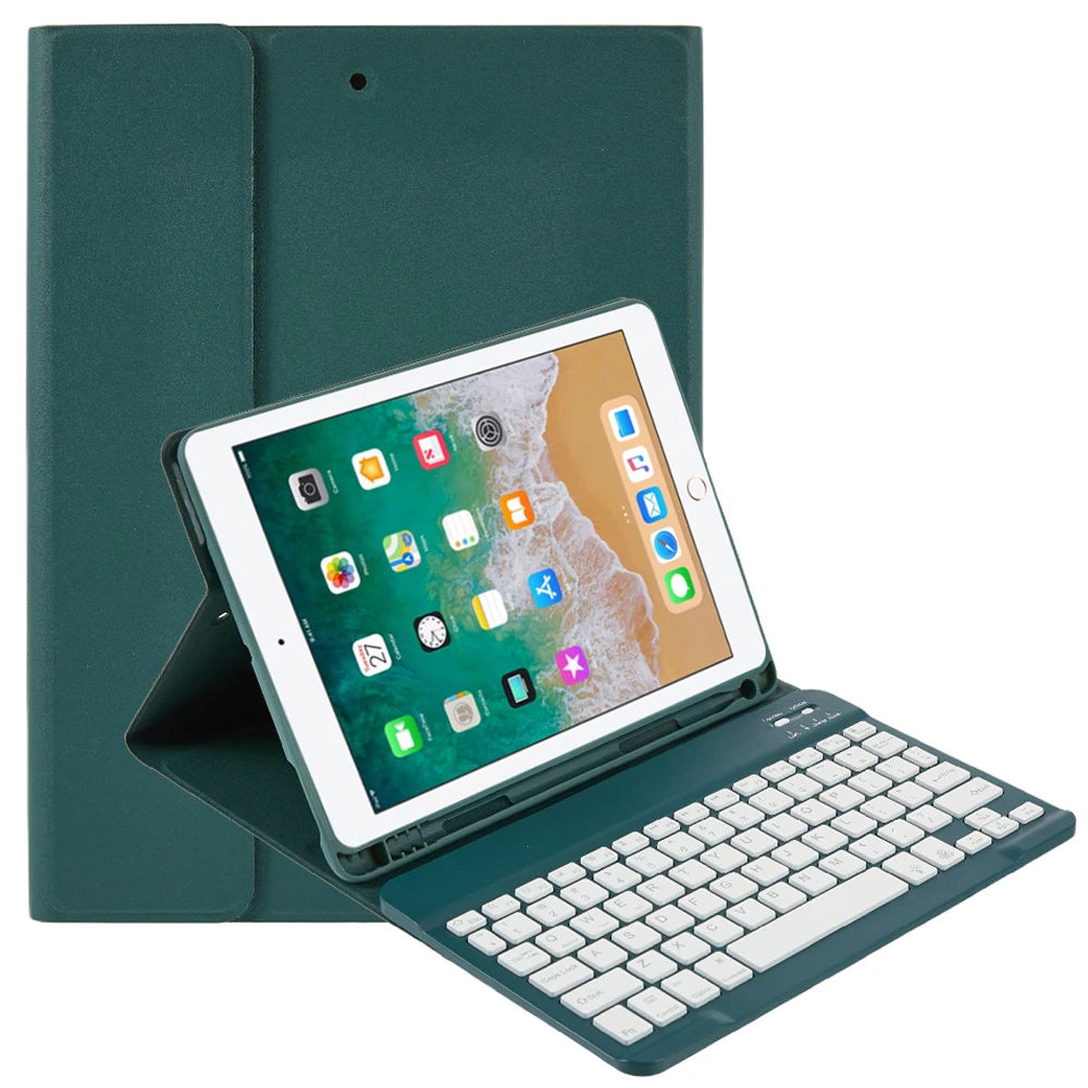 

SK-9709D Leather Case For iPad 9.7-inch (2018) / (2017) / Air (2013) / Air 2 , Colorful Backlit Bluetooth-Compatible Keyboard -