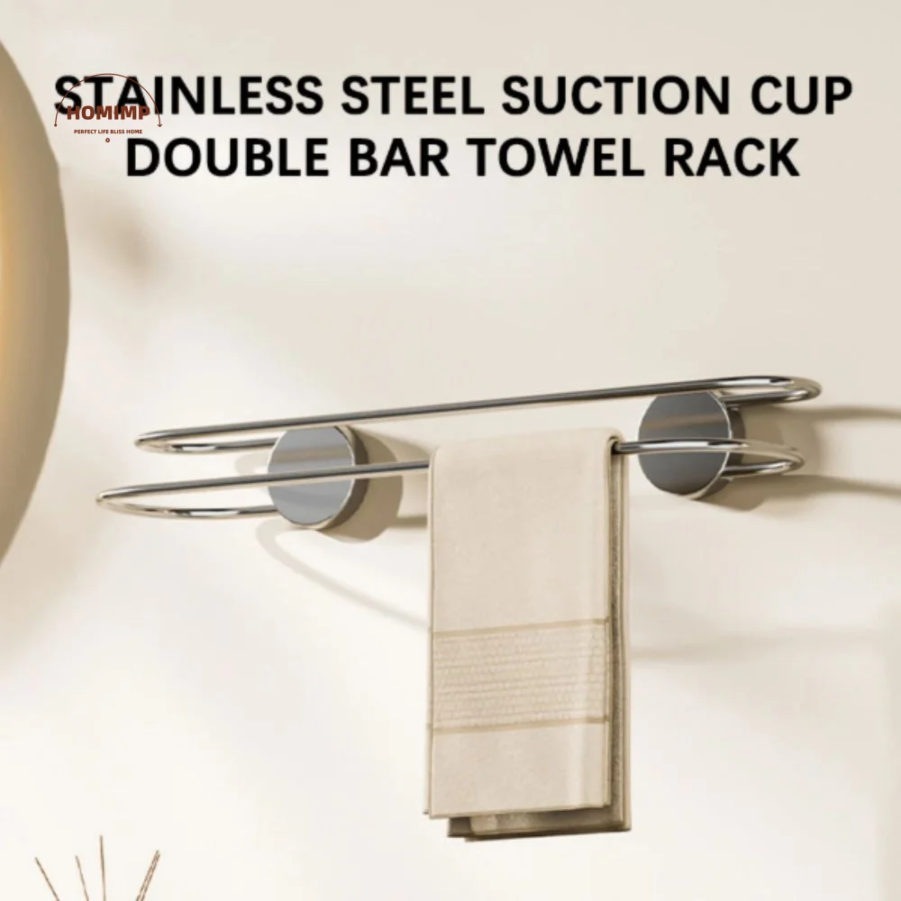 

Держатель для полотенец из нержавеющей стали, настенный, без сверления, с двойной перекладиной, экономия места, многофункциональный