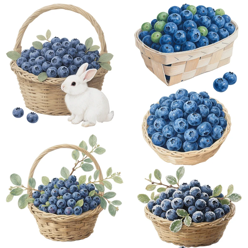 Three Ratels CEE11 Watercolor Blueberry Basket Cute Wall Stickers for Home Decoration Kitchen decal waterproof