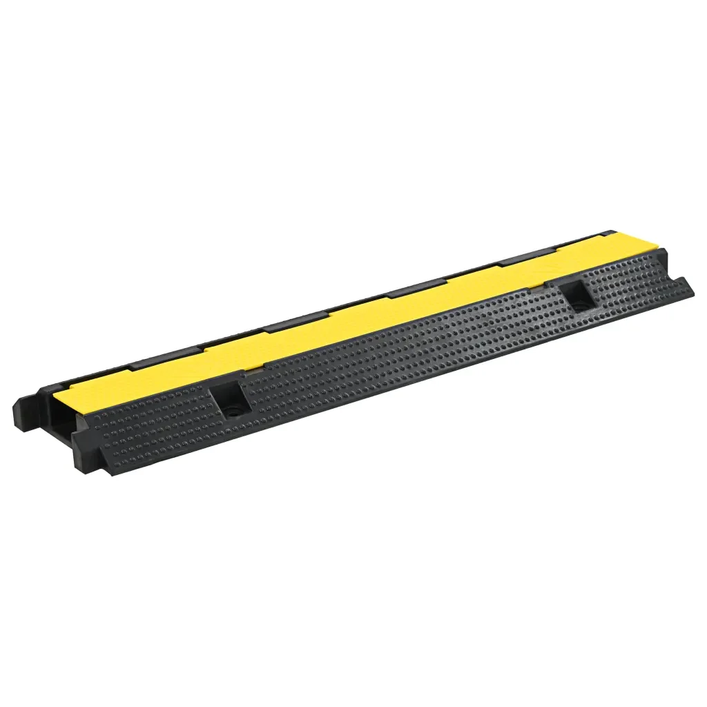 Fotografia 3: Protetor de Cabos de Borracha de Canal Único de 100cm, Amarelo e Preto, 2.5 Toneladas, Alta Visibilidade, Modular, para Proteção de Fios, Cabos e Mangueiras em Ambientes Internos e Externos