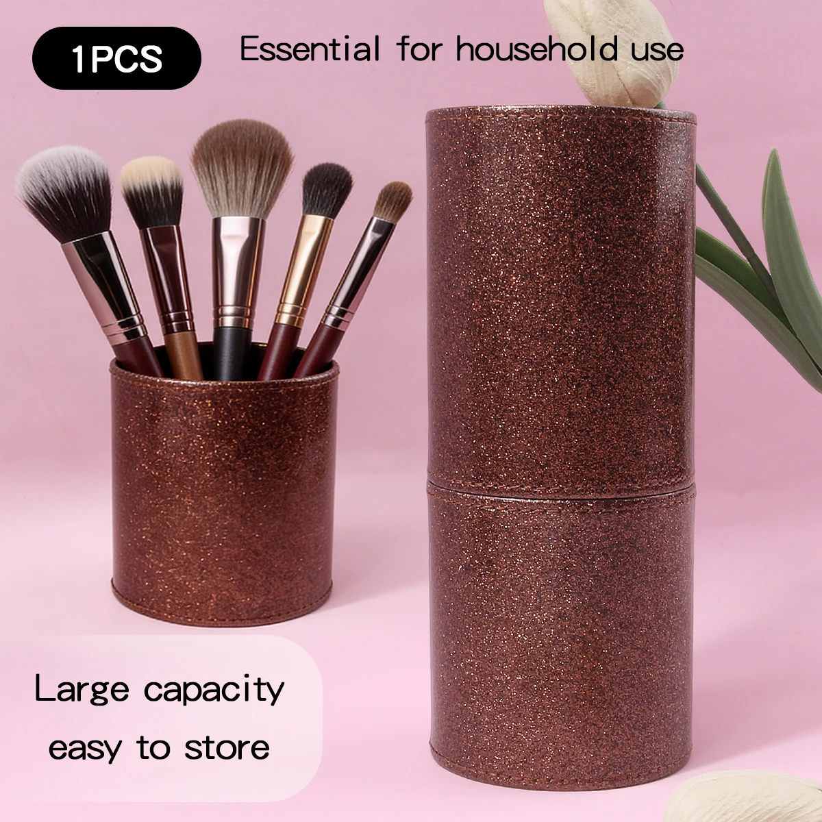 1 Stück kompakter Reise-Aufbewahrungseimer für Make-up-Pinsel – kreisförmiges Deckel-Design ohne Riemen – multifunktionales Make-up-Aufbewahrungswerkzeug