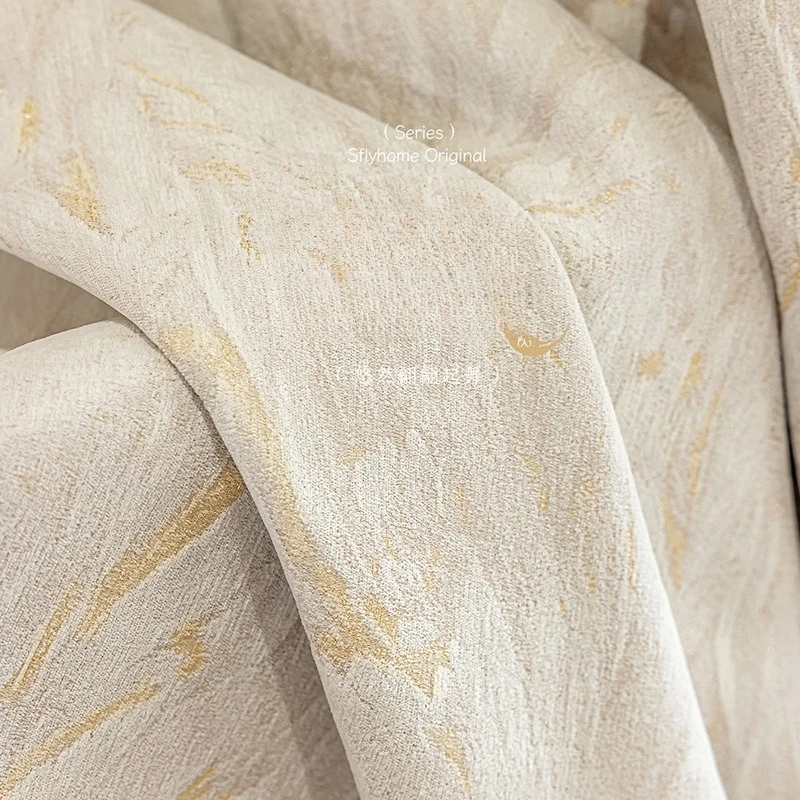 Chenille Gold-plated Curtains Blackout French Cream Style Curtains for Living Dining Room Bedroom Luxury Custom Size Partition