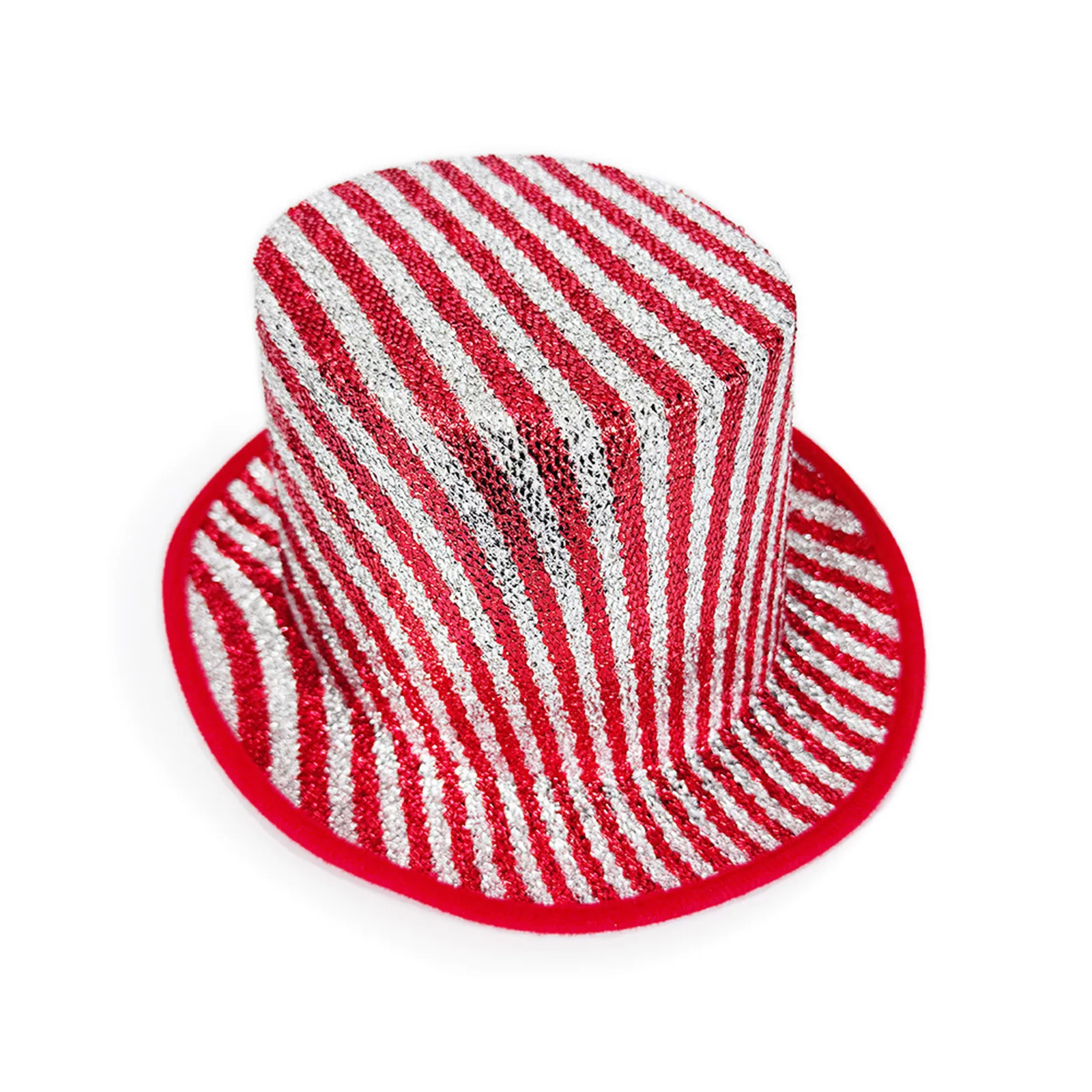 Unisex Circus Color Block Striped Glittery Top Hat Costume Accessory Party Props Supply for Stage Performance Halloween Carnival