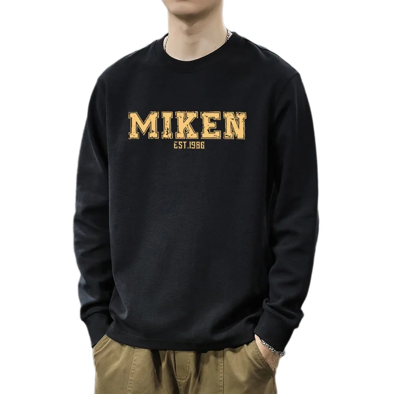 

T shirt for men autumn Luxury Casual Men's clothing Long sleeves Graphic tee Miken Established Solid color High Street Printed t
