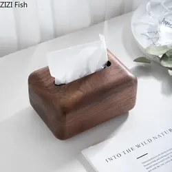 Magnetic Suction Type Walnut Wood Tissue Boxes Minimalism Paper Towel Case Coffee Table Desktop Removable Tissue Box Holder