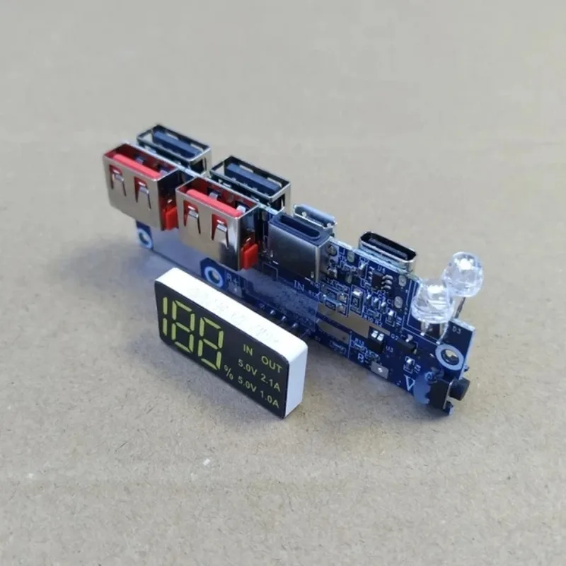 4 USB Output Multiple Charging Ports High Current Mainboard 2.1A5V Portable Power Bank Boost Module DIY