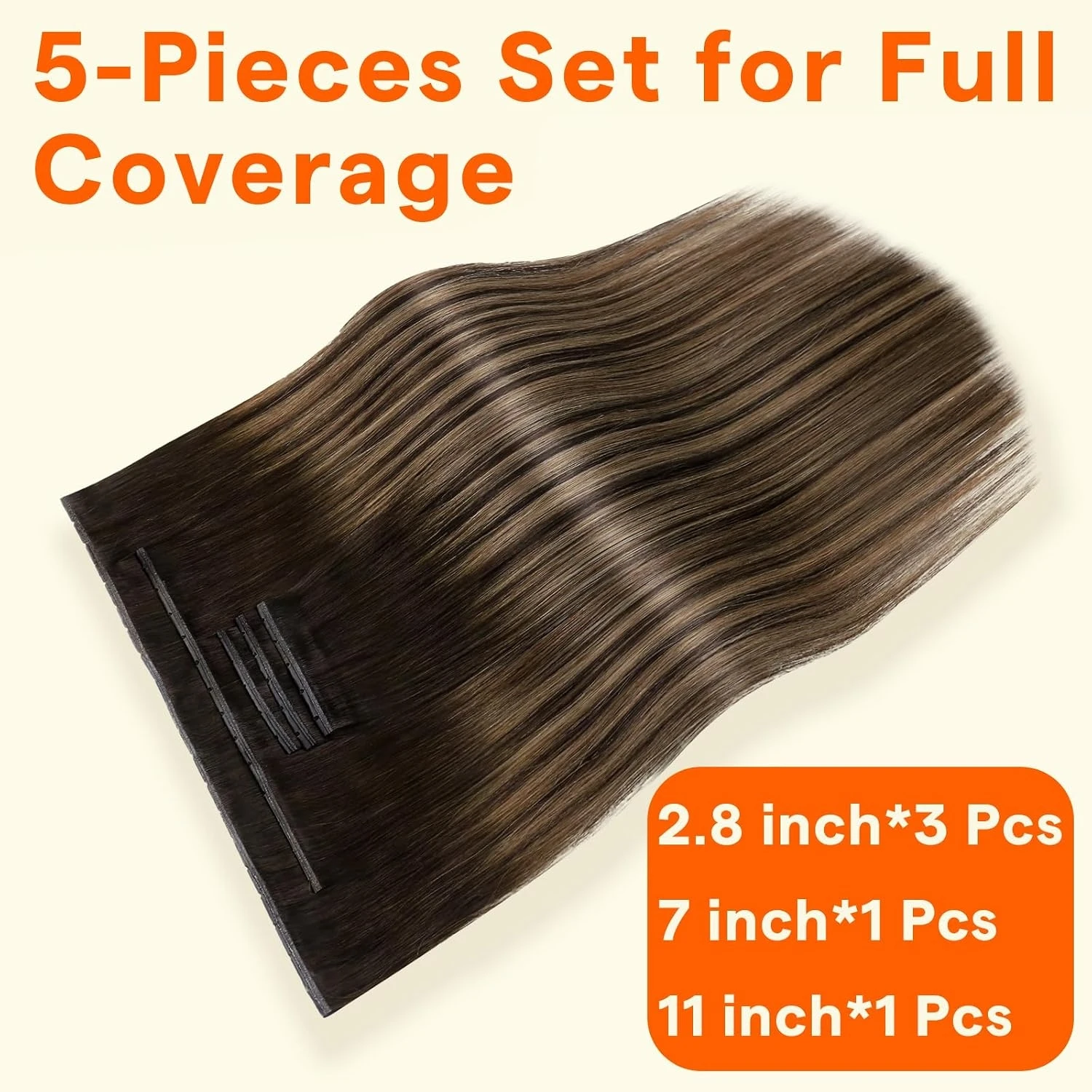 Full Shine Butterfly Weft Hair Extensions Remy Straight Hair Extensions 5 Pcs Double Sided Weft Hair Extensions Invisible Hole Weft Hair