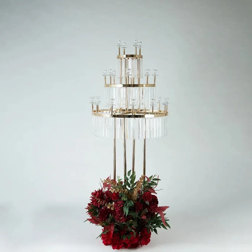 

Acrylic Flower Rack for Event Center, Gold Arch Stand, Road Lead, Wedding Centerpiece, Table Decoration, New Style, 5Pcs