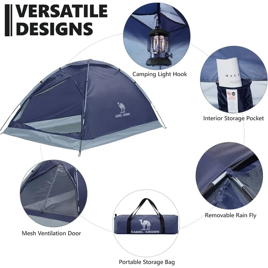 خيام للتخييم 2 3 4 5 شخص التخييم قبة خيمة مقاوم للماء واسعة خفيفة الوزن المحمولة الظهر خيمة للتخييم في الهواء الطلق #3