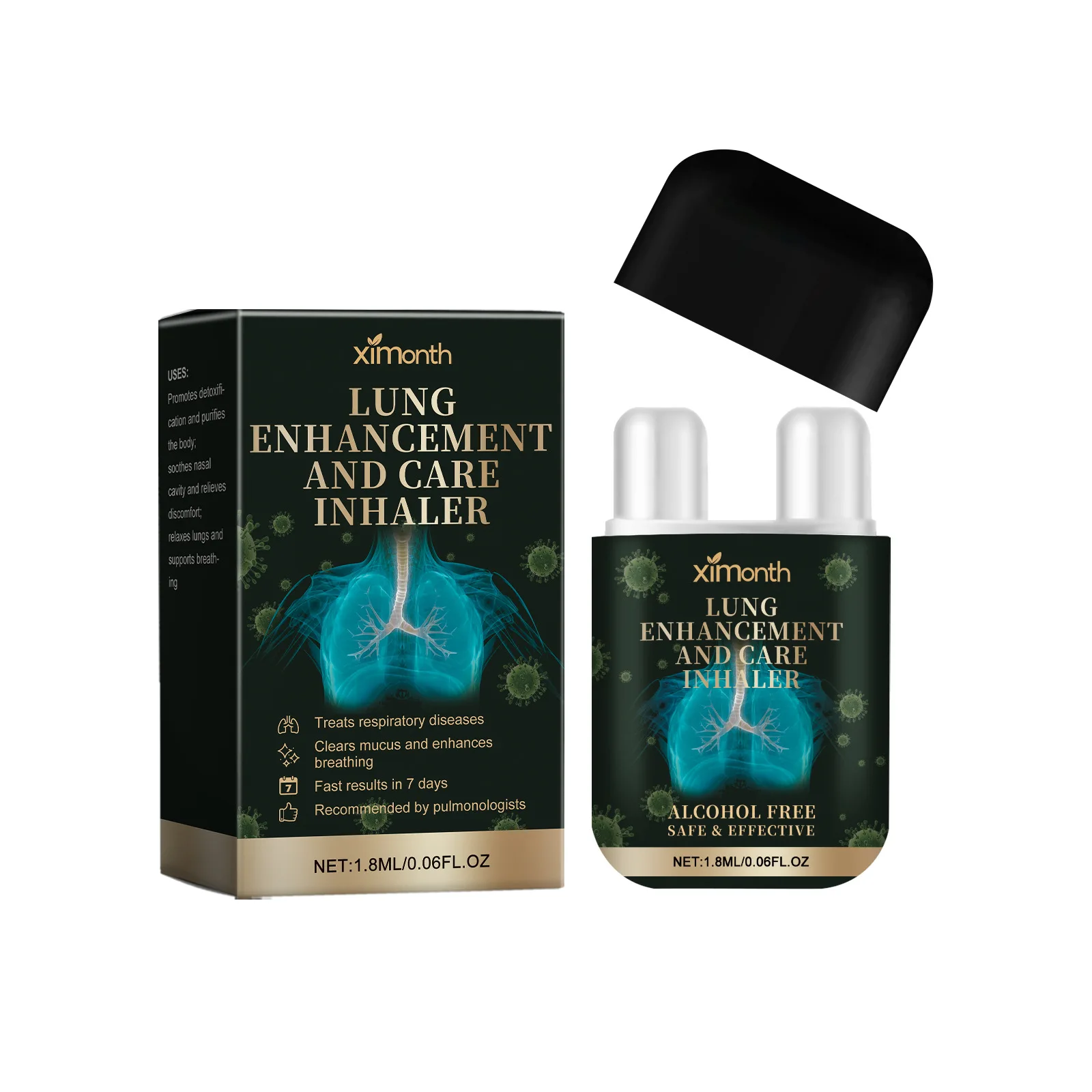 Lung Cleaning Nasal Inhaler Breath Detox Lung Support For Smoker Anti Stuffy Rhinitis Nose Refresh Brain Relief Headache Fatigue