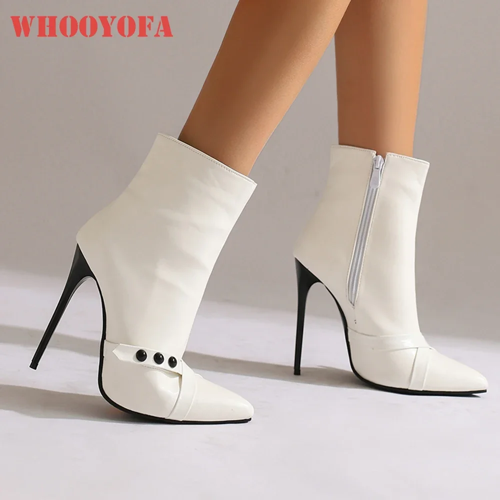 

Зимние белые, желтые женские ботильоны, пикантные офисные женские туфли на высоком каблуке-шпильке 12 см, большие размеры 11 43 46 48